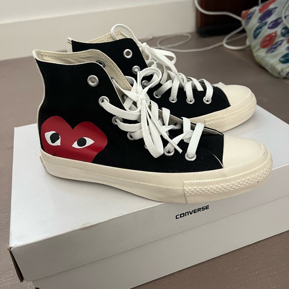 NEW CONVERSE X COMME DES GARCONS PLAY ALL STAR CHUCK '70 HI - BLACK - Picture 5 of 6